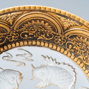 A Chinese gilt metal-mounted etched glass cup stand with carps, Qing — photo 4