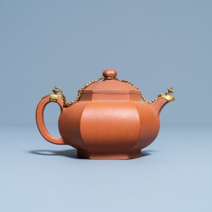 A Chinese gilt-mounted Yixing stoneware teapot and cover, Kangxi — 照片 5