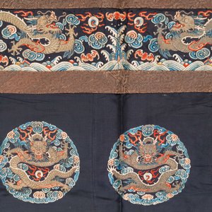 A Chinese gold- and silver-thread-embroidered silk panel with dragons, Qing — photo 7