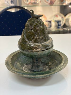 A Chinese green-glazed pottery 'Boshanlu' stemmed censer and cover, Han — photo 1