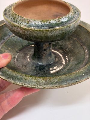 A Chinese green-glazed pottery 'Boshanlu' stemmed censer and cover, Han — photo 12