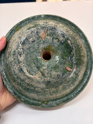 A Chinese green-glazed pottery 'Boshanlu' stemmed censer and cover, Han — photo 15
