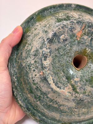 A Chinese green-glazed pottery 'Boshanlu' stemmed censer and cover, Han — photo 17