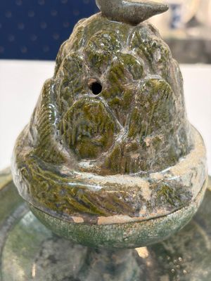 A Chinese green-glazed pottery 'Boshanlu' stemmed censer and cover, Han — photo 3