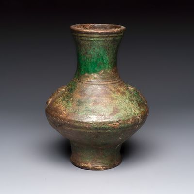 A Chinese green-glazed pottery vase, Han