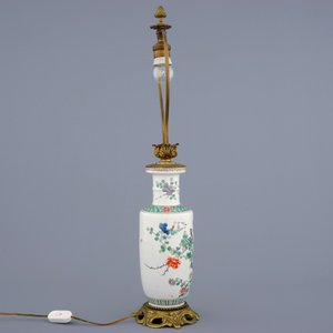 A Chinese green ground dragon vase, a small rouleau vase and a verte biscuit figure, 19th C. — photo 18