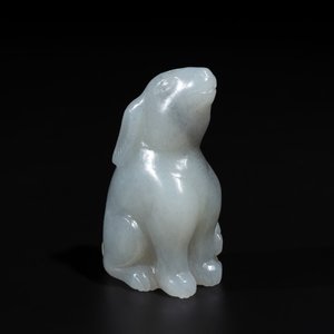A Chinese grey jade carving of a hare, Qing — 照片 1