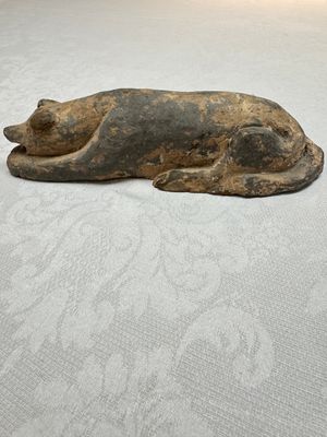 A Chinese grey pottery model of a reclining dog, Han — photo 5