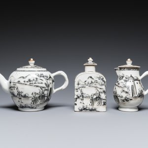 A Chinese grisaille 11-piece tea service with a European lady with a child, Qianlong — 照片 4