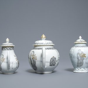 A Chinese grisaille 15-piece tea service with 'brothel' design, Yongzheng/Qianlong — photo 21