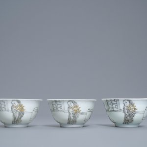 A Chinese grisaille 15-piece tea service with 'brothel' design, Yongzheng/Qianlong — photo 9
