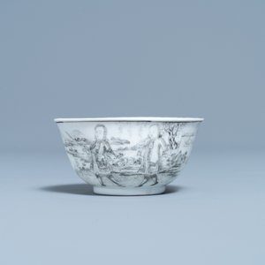 A Chinese grisaille cup and saucer with European hunters, Yongzheng — 照片 4