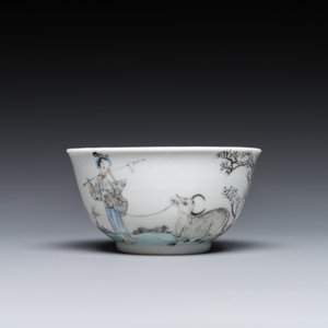 A Chinese grisaille cup and saucer with Lan Caihe, Yongzheng — photo 4