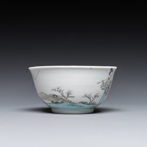 A Chinese grisaille cup and saucer with Lan Caihe, Yongzheng — photo 5