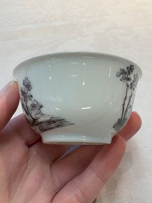 A Chinese grisaille 'Haarlem, Leersum and Liesveld' cup and saucer, Qianlong — photo 2