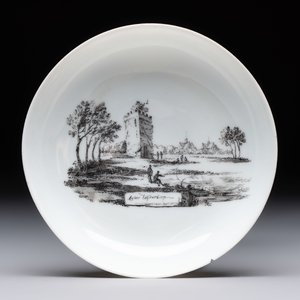 A Chinese grisaille 'Leiderdorp, Arkel and Leerdam' cup and saucer, Qianlong — photo 2