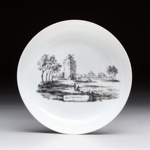 A Chinese grisaille 'Leiderdorp, Arkel and Leerdam' tea bowl and saucer — photo 2