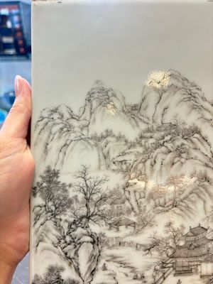 A Chinese grisaille 'mountainous landscape' plaque, 19th C. — photo 2