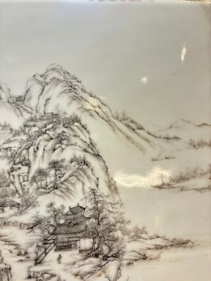 A Chinese grisaille 'mountainous landscape' plaque, 19th C. — photo 3