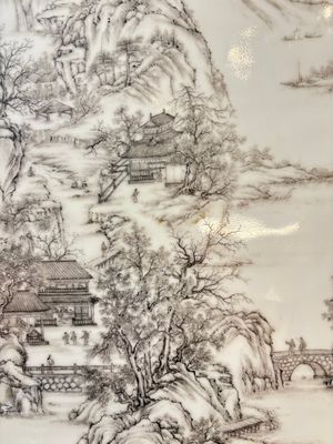 A Chinese grisaille 'mountainous landscape' plaque, 19th C. — photo 4
