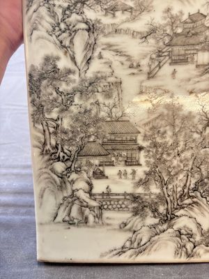 A Chinese grisaille 'mountainous landscape' plaque, 19th C. — photo 5
