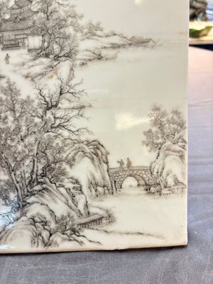 A Chinese grisaille 'mountainous landscape' plaque, 19th C. — photo 6