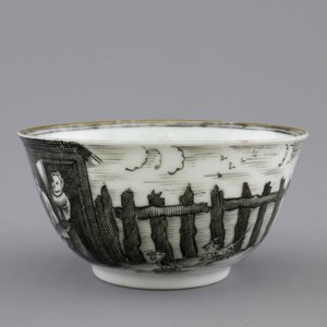 A Chinese grisaille porcelain European subject cup and saucer, Qianlong, 18th C. — photo 5
