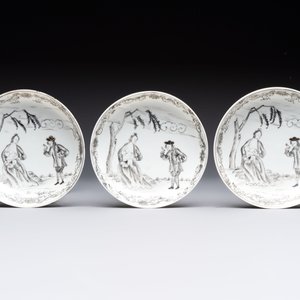 A Chinese grisaille semi-erotic 'La Nourriture' nine-piece tea service, Qianlong — foto 2