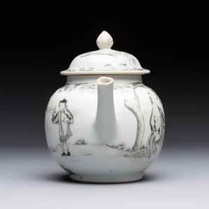A Chinese grisaille semi-erotic 'La Nourriture' nine-piece tea service, Qianlong — foto 25