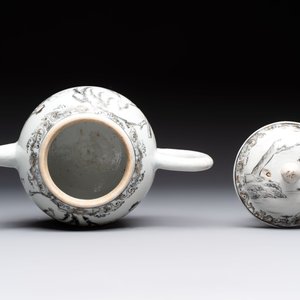 A Chinese grisaille semi-erotic 'La Nourriture' nine-piece tea service, Qianlong — foto 26