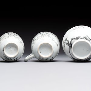 A Chinese grisaille semi-erotic 'La Nourriture' nine-piece tea service, Qianlong — foto 9