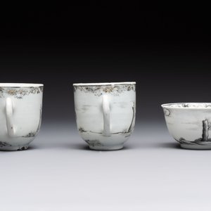 A Chinese grisaille semi-erotic 'La Nourriture' nine-piece tea service, Qianlong — photo 7