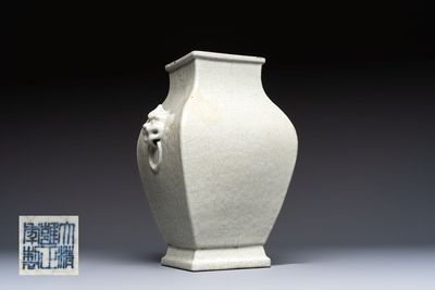 A Chinese guan-type square 'hu' vase, Yongzheng mark and of the period