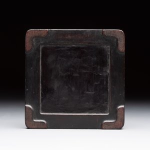 A Chinese hardstone, mother-of-pearl and silver embellished zitan box, Zhou Zhi 周製 mark, 18th C. — photo 3