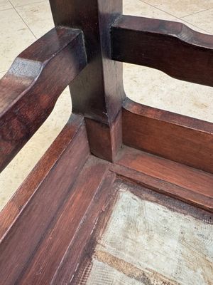 A Chinese hardwood low table with two famille rose plaques, Republic — photo 14