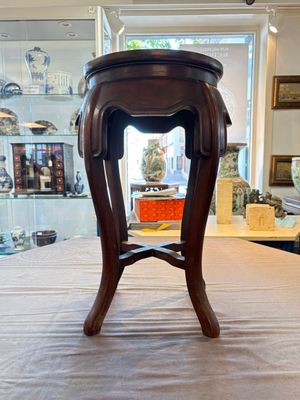A Chinese hardwood stand with a mounted famille rose plaque, Republic — photo 1