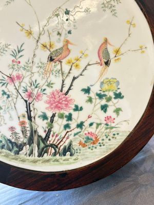 A Chinese hardwood table with a famille rose plaque top, Republic — 照片 13