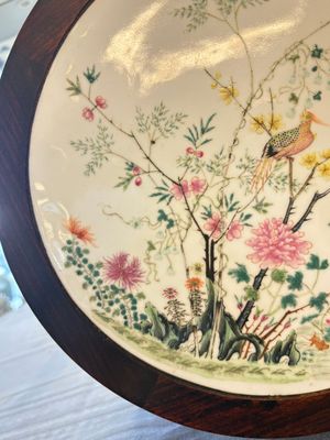 A Chinese hardwood table with a famille rose plaque top, Republic — 照片 10