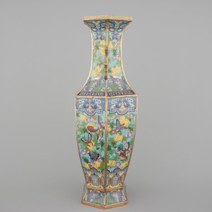 A Chinese hexagonal cloisonne vase with butterflies, 19th C. — photo 2