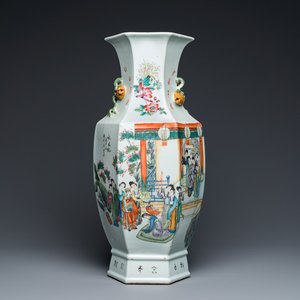 A Chinese hexagonal famille rose vase, signed Pan Zhaotang 潘肇唐, dated 1920 — photo 1