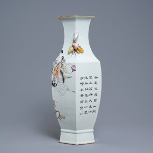 A Chinese hexagonal qianjiang cai 'immortals' vase, 19/20th C. — 照片 4