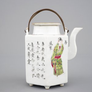 A Chinese hexagonal teapot with scenes from Wu Shuang Pu, 19th C. — 照片 4