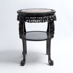 A Chinese hongmu two-tier stand with marble top, Canton 19th C. — photo 4