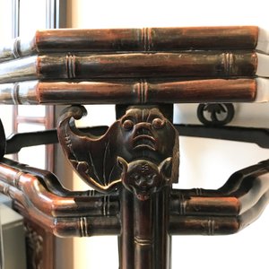 A Chinese huali wooden stand with famille rose plaque, Jiaqing — photo 15
