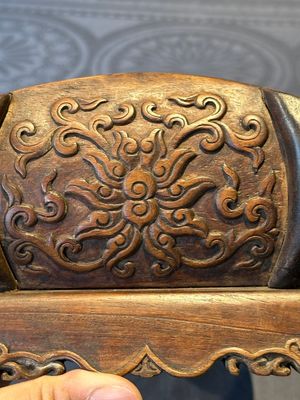 A Chinese Huanghuali wood coffin-shaped offering box and cover with mountainous landscape design, 17/18th C. — photo 20
