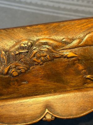 A Chinese Huanghuali wood coffin-shaped offering box and cover with mountainous landscape design, 17/18th C. — photo 23