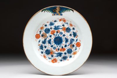 A Chinese Imari-style armorial plate with the arms of Page for the English market, Kangxi, ca. 1718