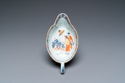 A Chinese Imari-style 'Dames au Parasol' sauceboat after Cornelis Pronk, Qianlong