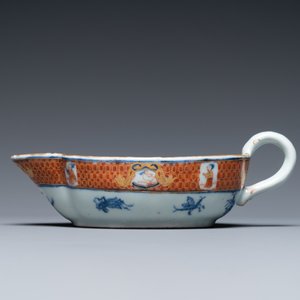 A Chinese Imari-style 'Dames au Parasol' sauceboat after Cornelis Pronk, Qianlong — photo 3