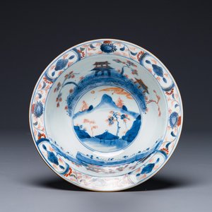 A Chinese Imari-style 'klapmuts' bowl with landscape design, ex-collection of August the Strong, Kangxi — photo 1